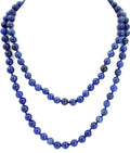 Natural Blue Sapphire Round Beads, Extra Long Strand, 8mm Gemstone Necklace