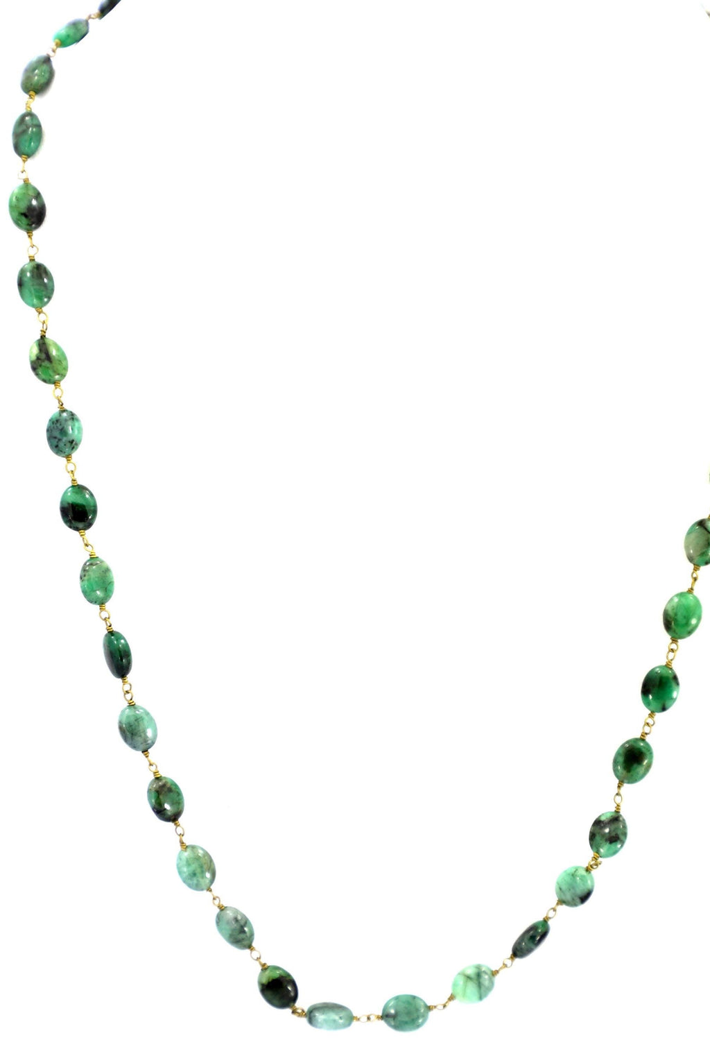 Natural Emerald Oval Beads Strand, 120.6 Carat Gemstone Necklace 7mm for Jewelry Making