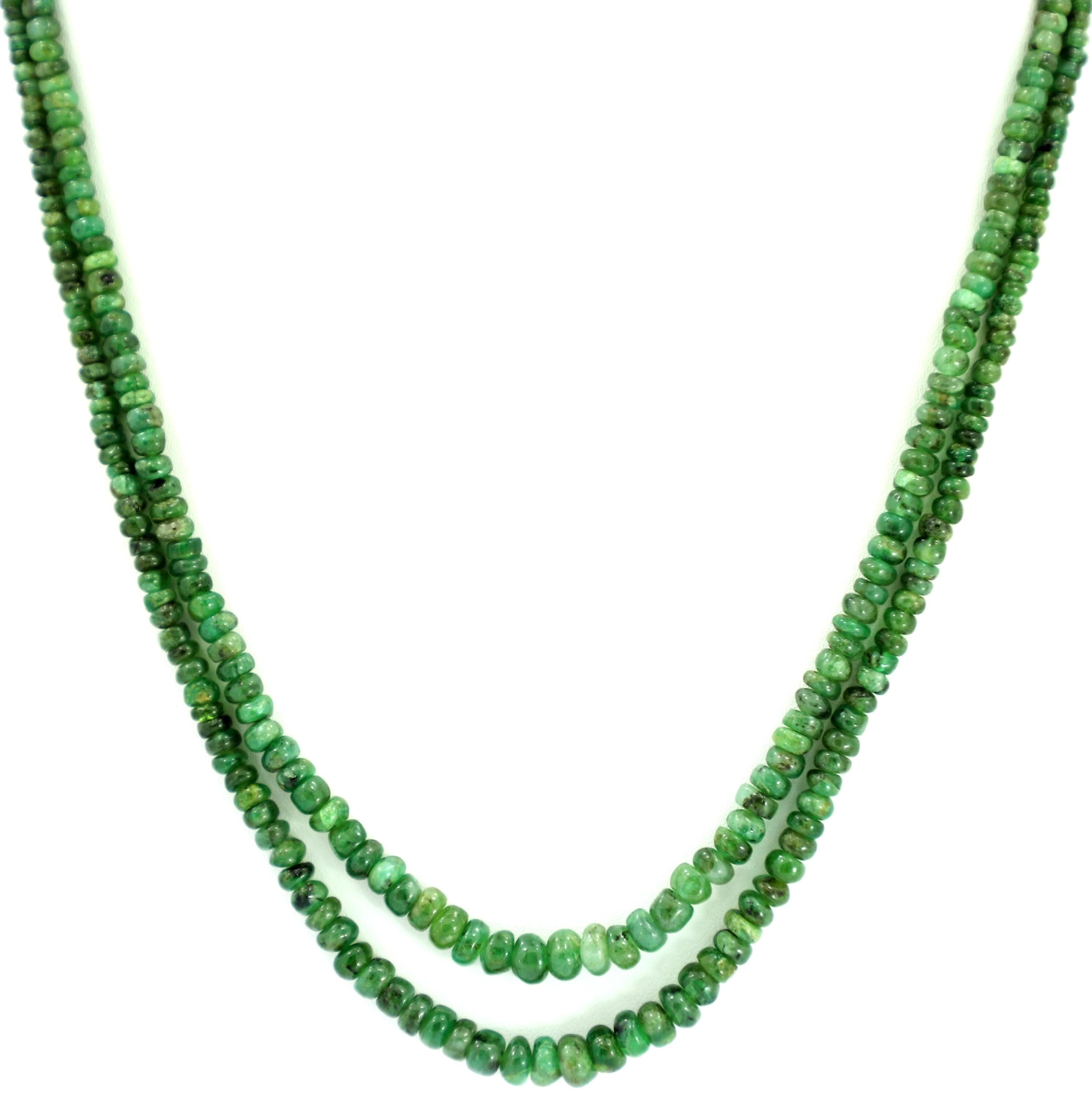 Natural Emerald Round Beads Strand, 131.2 Carat Gemstone Jewelry Making Supply