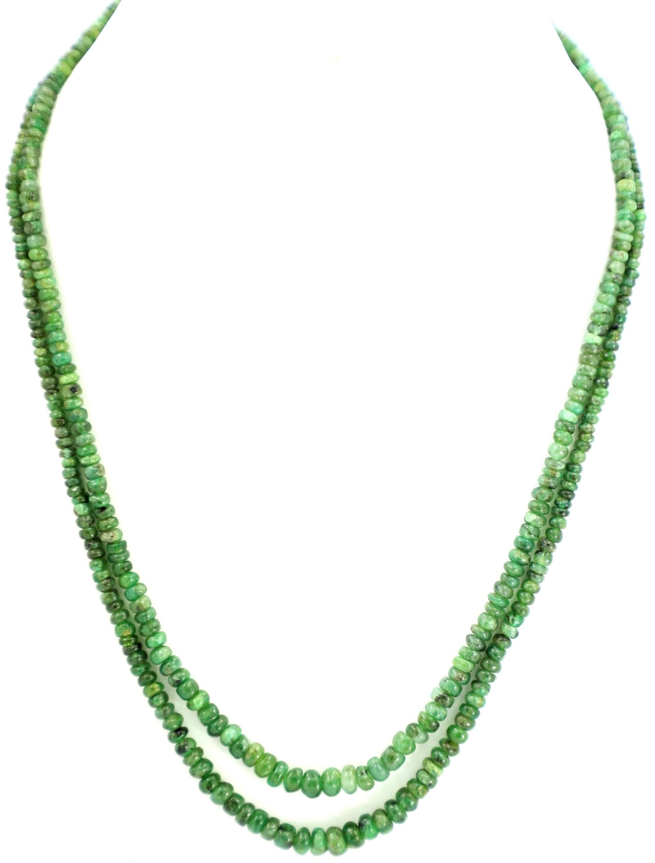 Natural Emerald Round Beads Strand, 131.2 Carat Gemstone Jewelry Making Supply