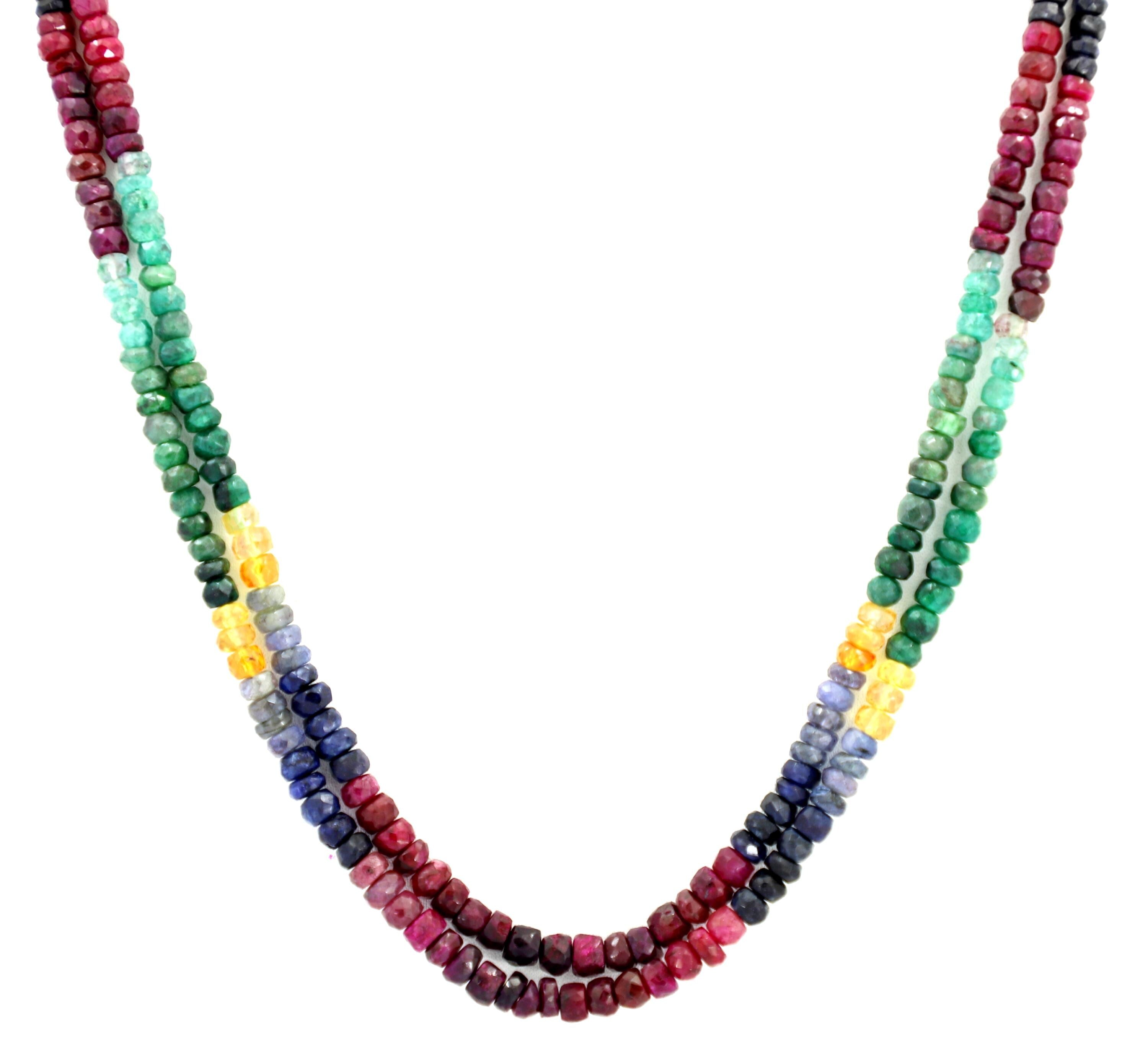 Multi-Precious Gemstone Beads Strand, Faceted 4mm Round, 220 Carat Necklace Supply