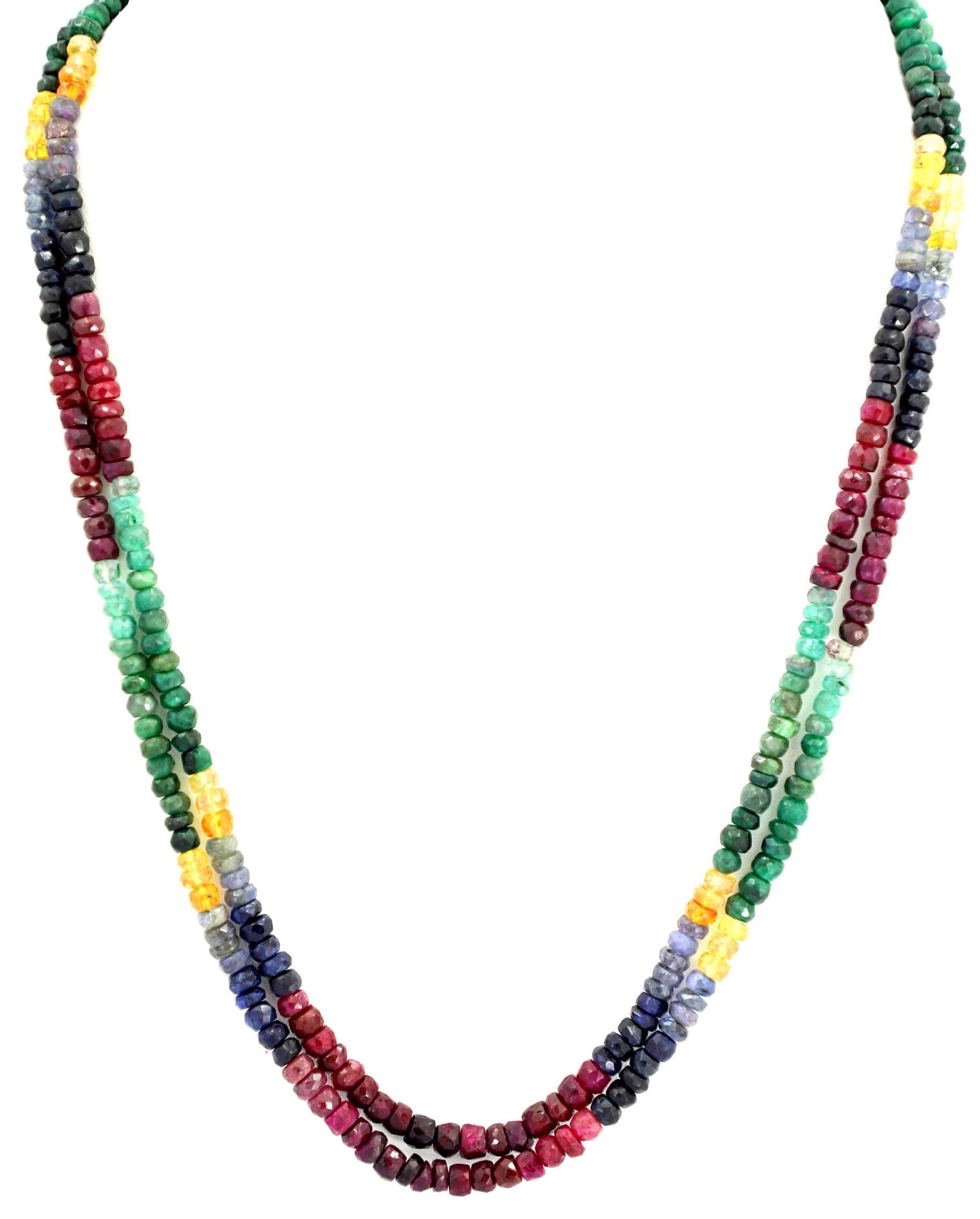 Multi-Precious Gemstone Beads Strand, Faceted 4mm Round, 220 Carat Necklace Supply