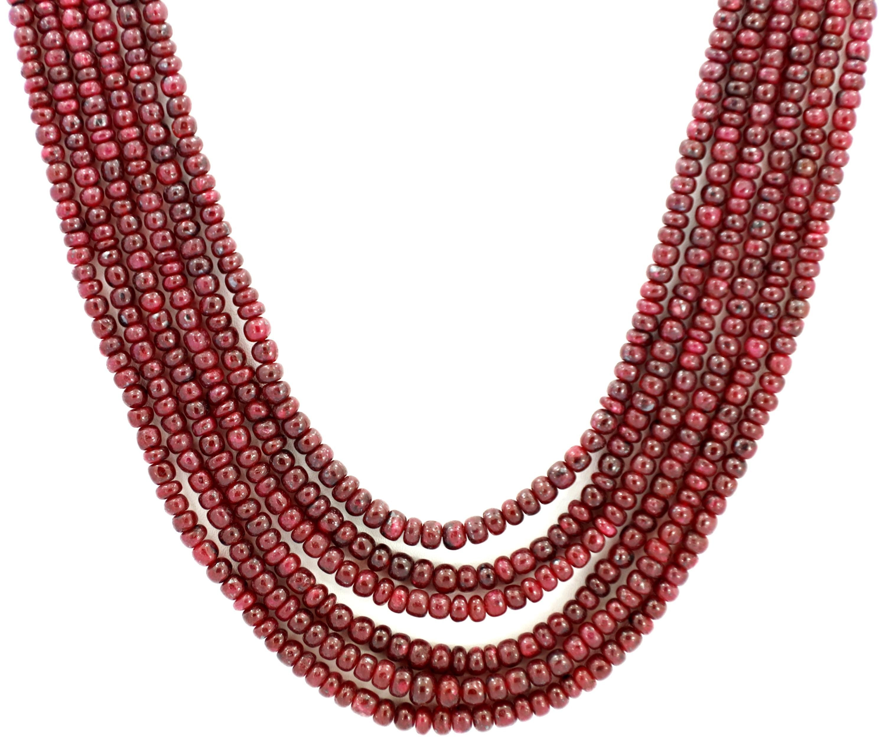 Natural Ruby Round Beads Strand, 630 Carat Gemstone Necklace 3mm-6mm for Jewelry Making