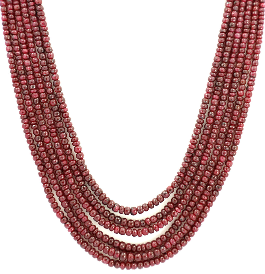 Natural Ruby Round Beads Strand, 630 Carat Gemstone Necklace 3mm-6mm for Jewelry Making