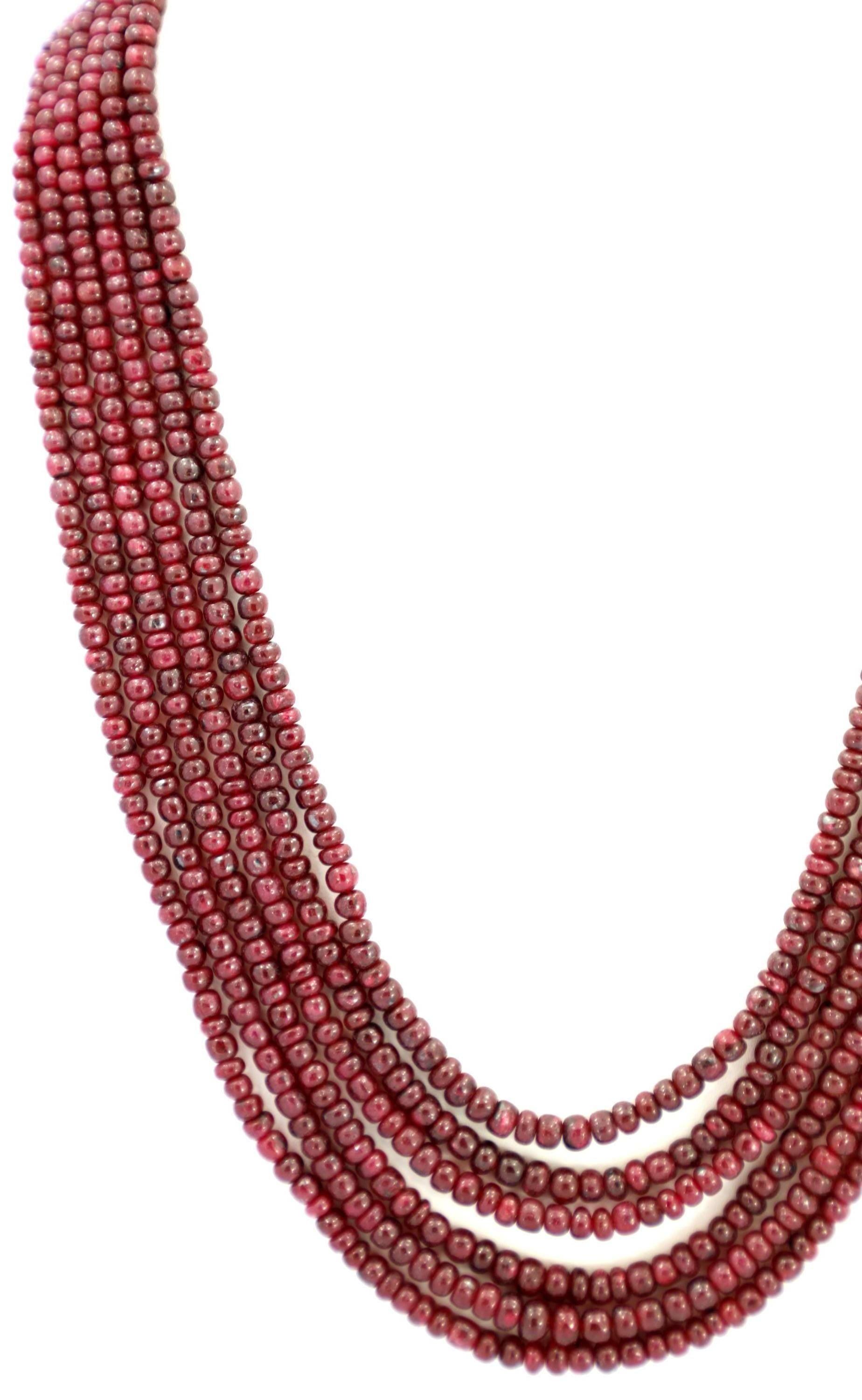 Natural Ruby Round Beads Strand, 630 Carat Gemstone Necklace 3mm-6mm for Jewelry Making