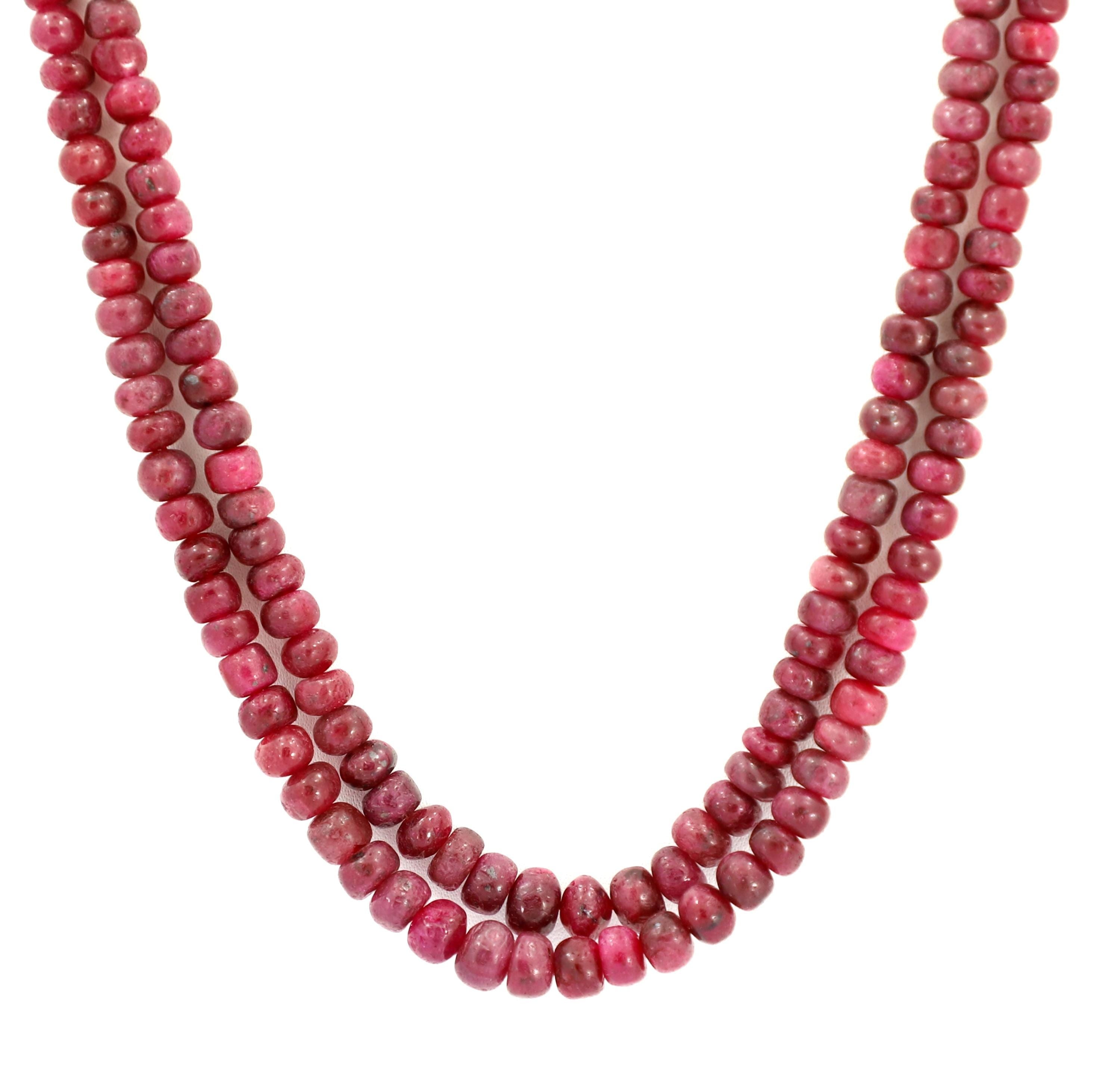 Natural Ruby Round Beads Strand, 416 Carat Gemstone Jewelry Making Supply
