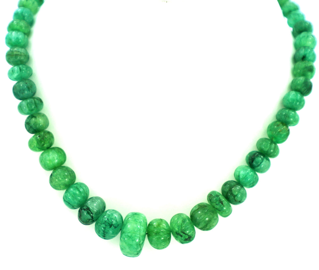 Natural Emerald Melon Cut Beads Strand, 238 Carat Gemstone Necklace 6-17mm