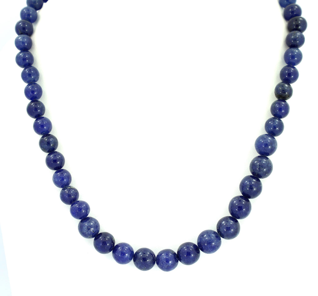 Natural Blue Sapphire Round Beads Strand, 8-11mm Gemstone Necklace for Jewelry Making