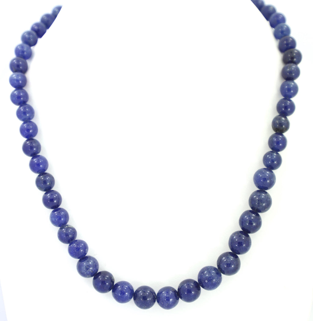 Natural Blue Sapphire Round Beads Strand, 8-11mm Gemstone Necklace for Jewelry Making