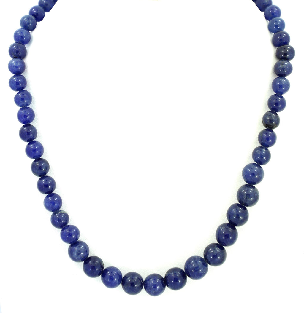 Natural Blue Sapphire Round Beads Strand, 8-11mm Gemstone Necklace for Jewelry Making