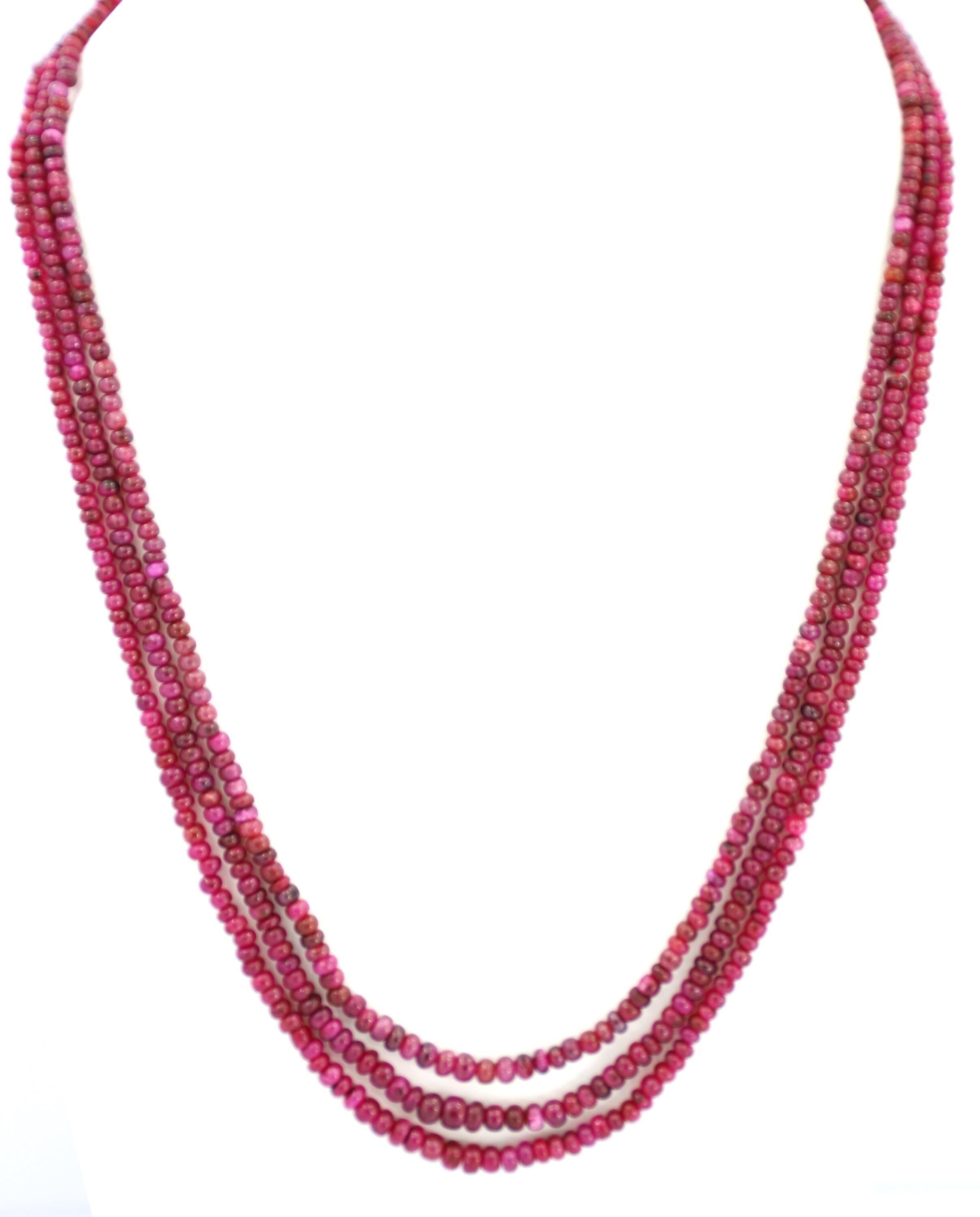 Natural Ruby Round Beads Strand, 200 Carat Gemstone Jewelry Making Supply