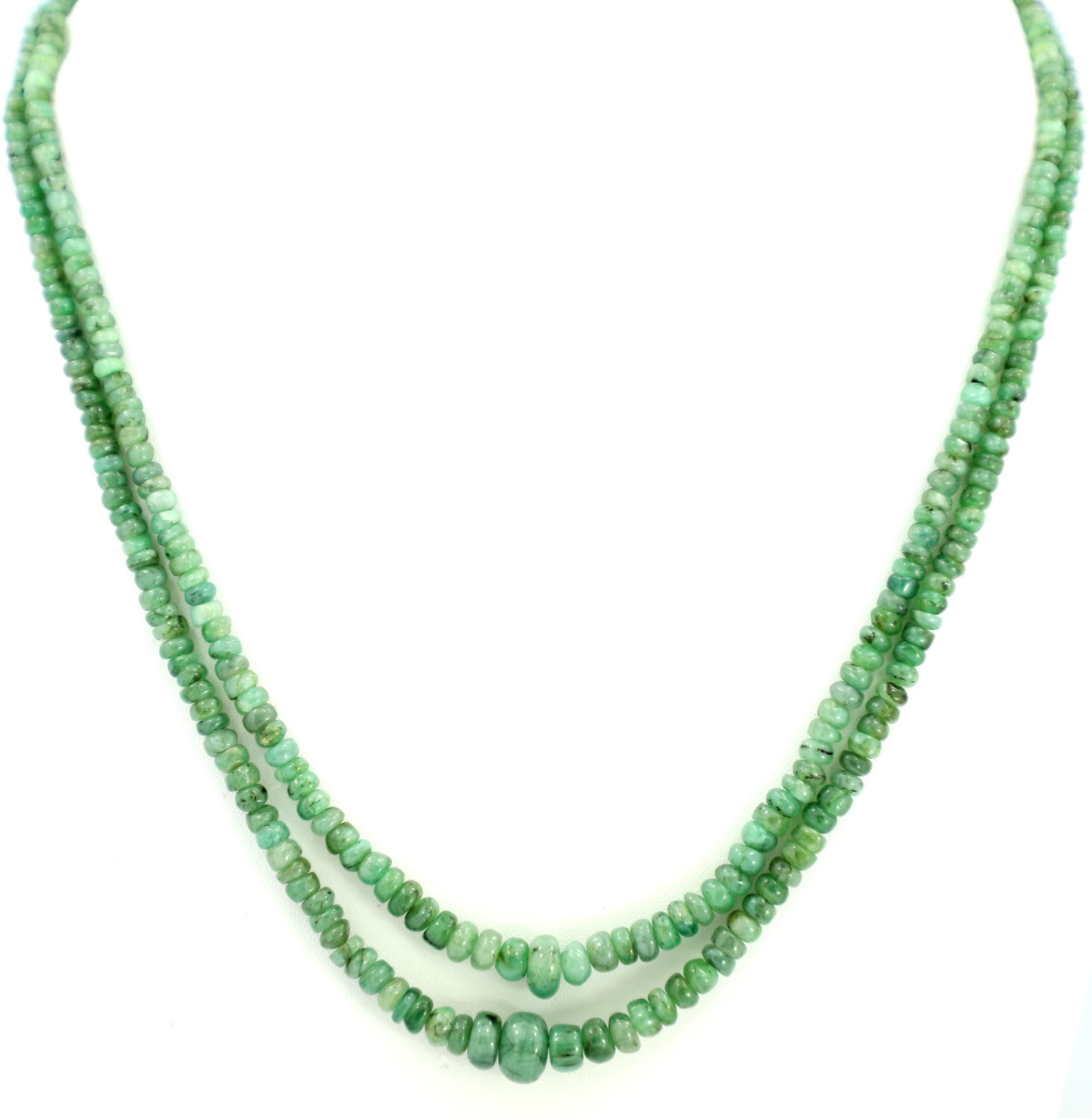 Natural Emerald Round Beads Strand, 122 Carat Graduated Gemstone Jewelry Making Supply
