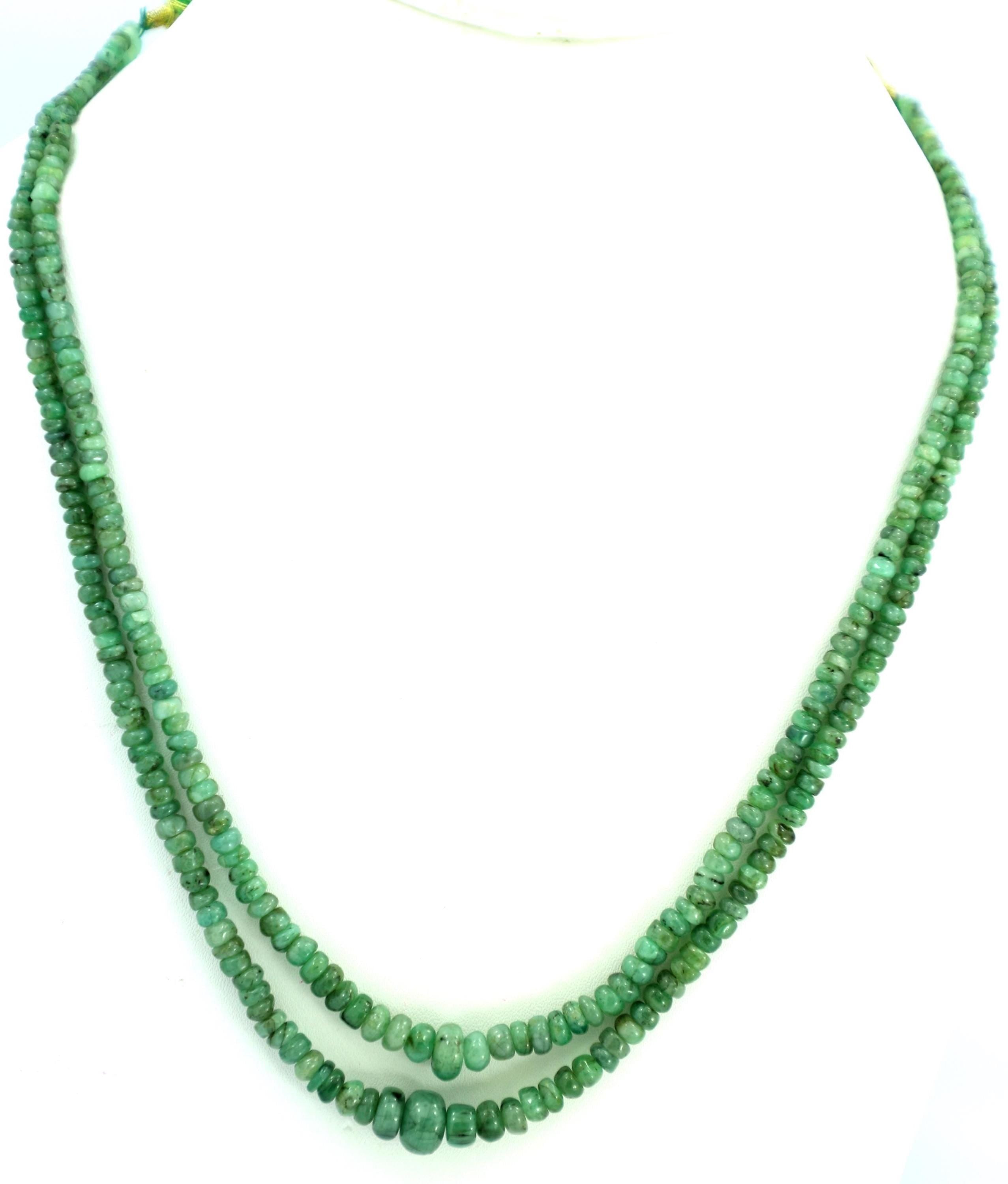 Natural Emerald Round Beads Strand, 122 Carat Graduated Gemstone Jewelry Making Supply