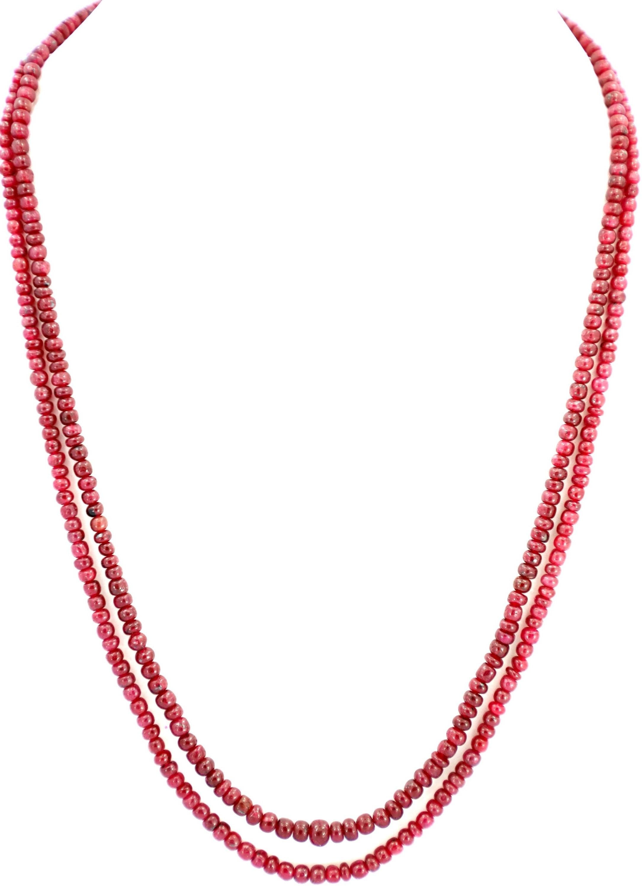 Natural Ruby Round Beads Strand, 219 Carat Gemstone Jewelry Making Supply