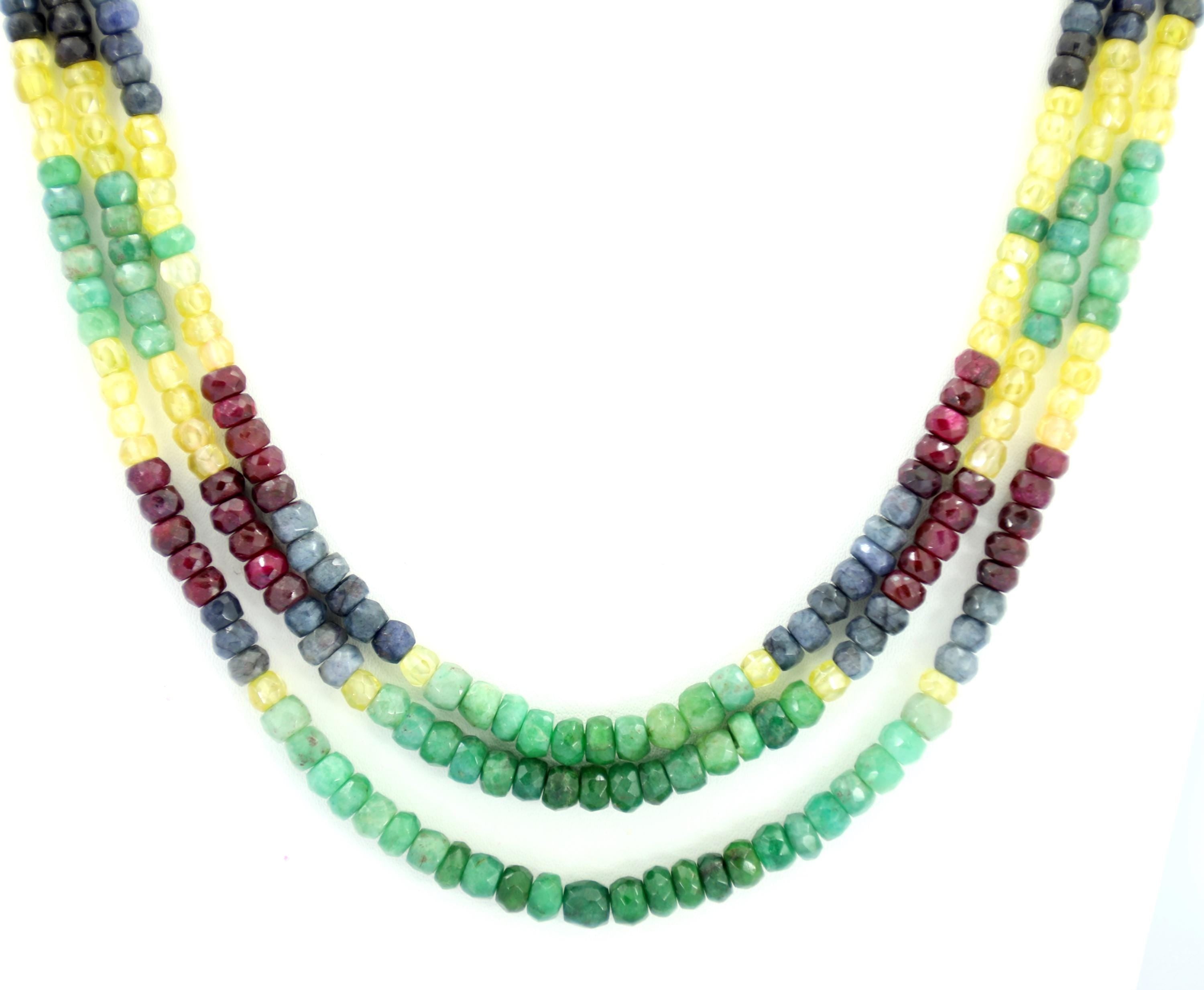 Natural Multi-Gemstone Bead Strand Necklace, 5mm Round Faceted Beads, Jewelry Making Supply
