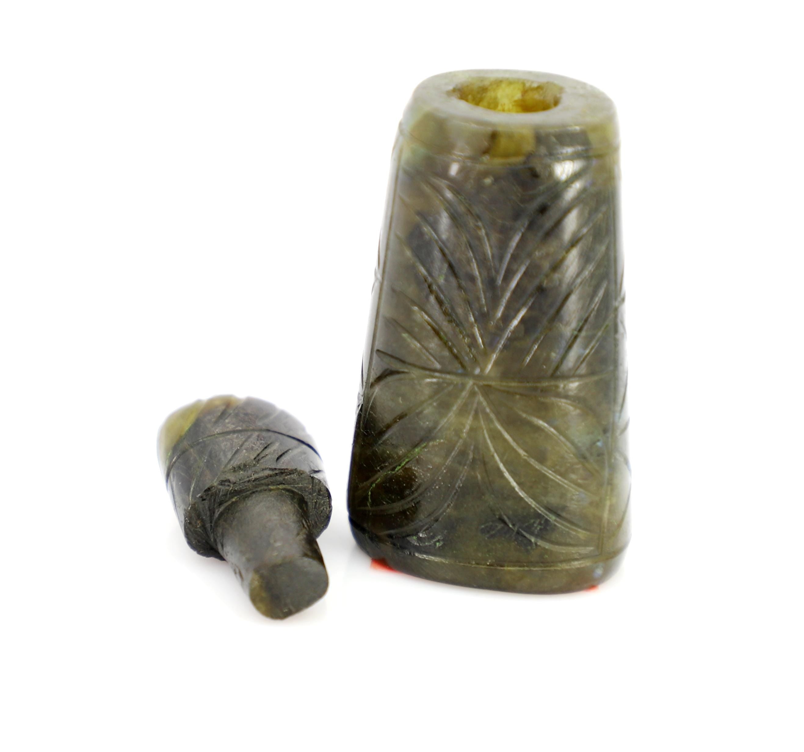 Natural Labradorite Perfume Bottle Carving, Hand-Carved Gemstone Home Decor
