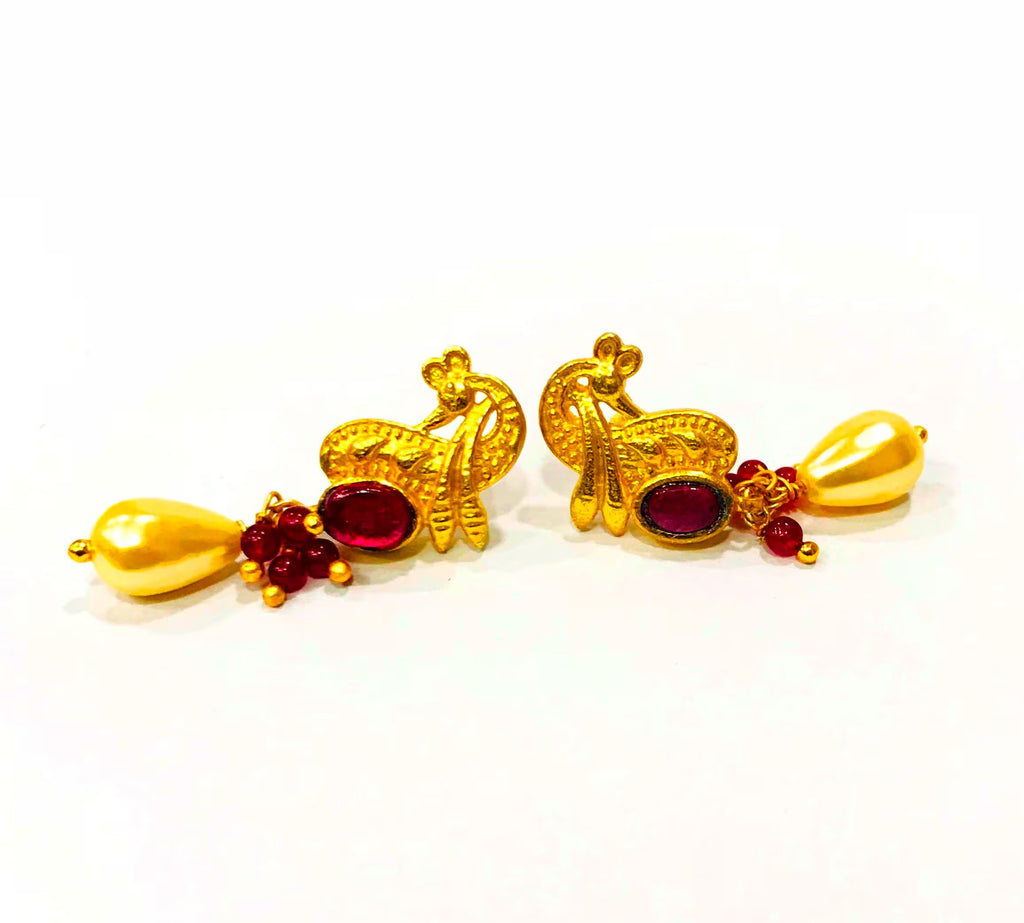 22kt Gold Polki Diamond Meenakari Drop Earrings, Indian Wedding Jewellery